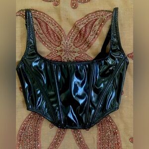 UO Black Vinyl Corset Top
